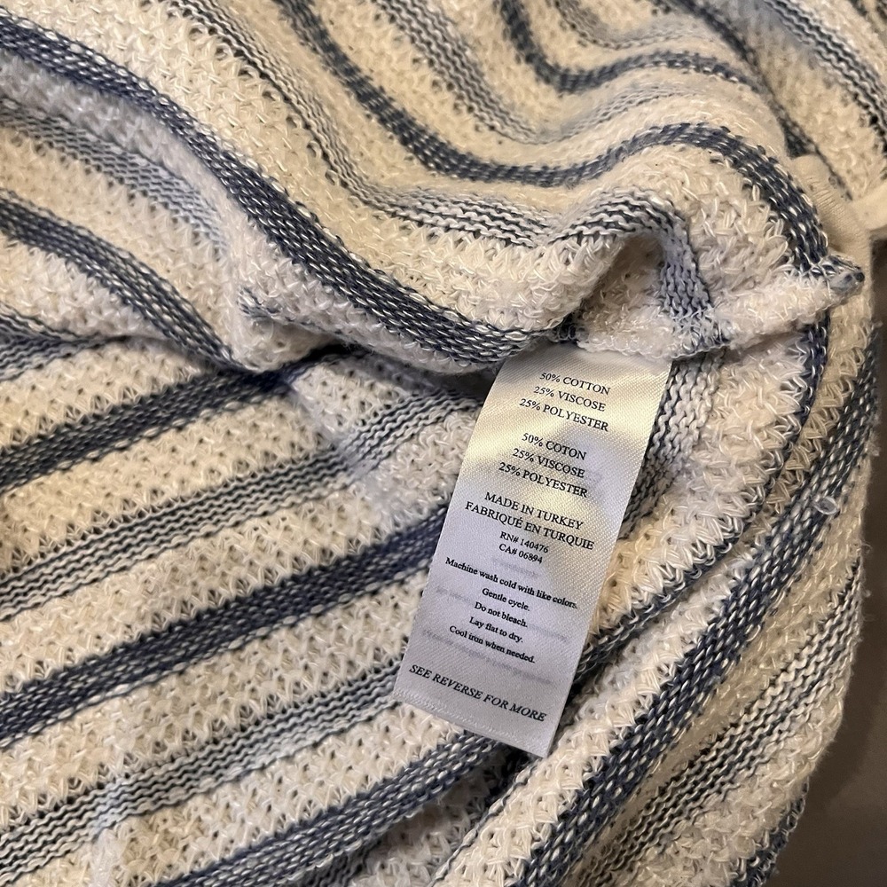 Faherty Striped 3/4 Sleeve Knit Textured Top Coastal Grandma Fisherman Women S - Picture 3 of 7